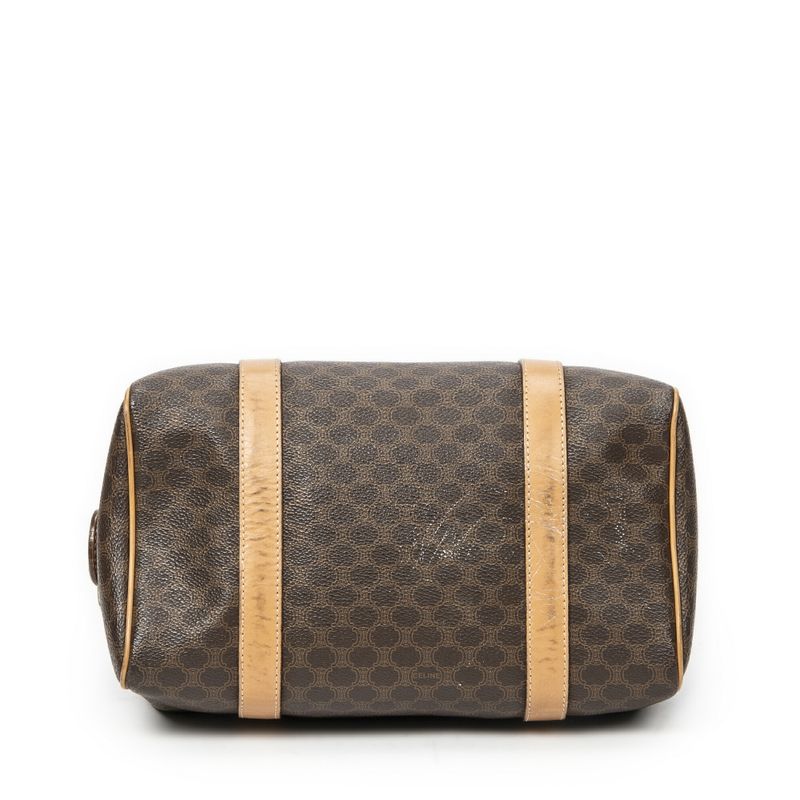 Celine Vintage Mini Boston Brown/beige Macadam PVC Canvas AB