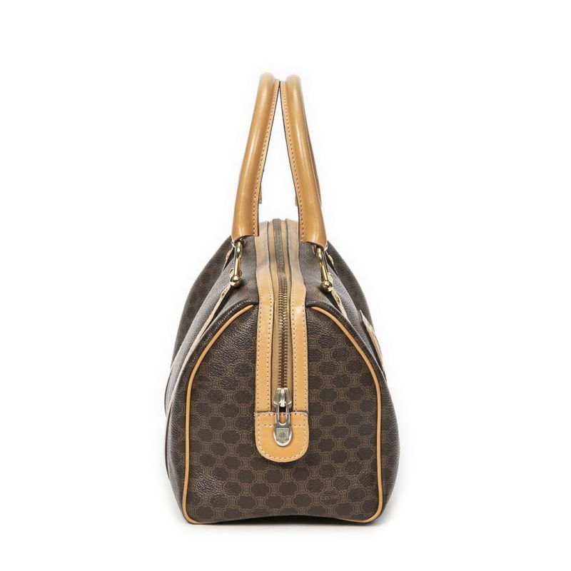 Celine Vintage Mini Boston Brown/beige Macadam PVC Canvas AB