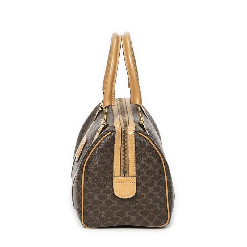 Celine Vintage Mini Boston Brown/beige Macadam PVC Canvas AB