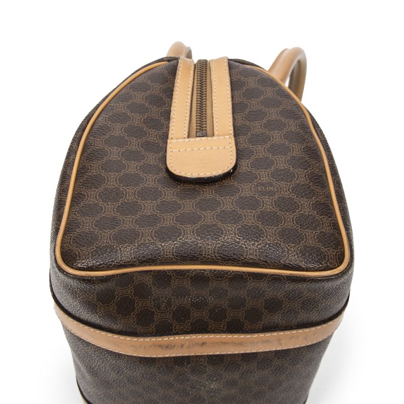 Celine Vintage Mini Boston Brown/beige Macadam PVC Canvas AB