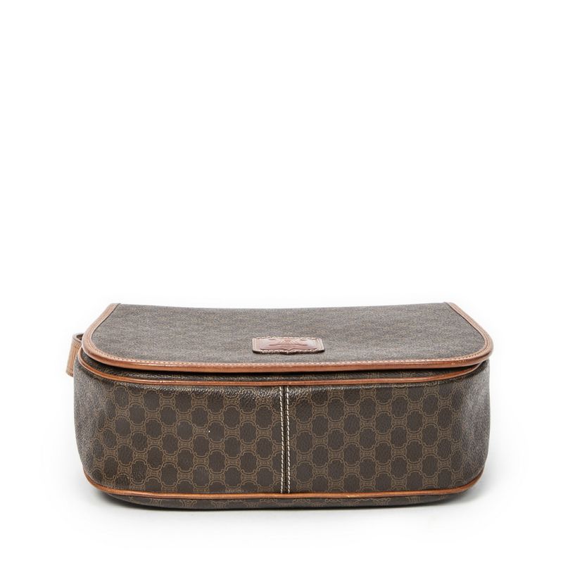 Celine Flap Crossbody Bag Brown Macadam PVC Canvas AB