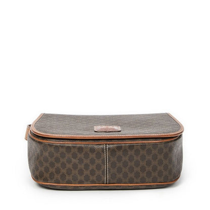 Celine Flap Crossbody Bag Brown Macadam PVC Canvas AB