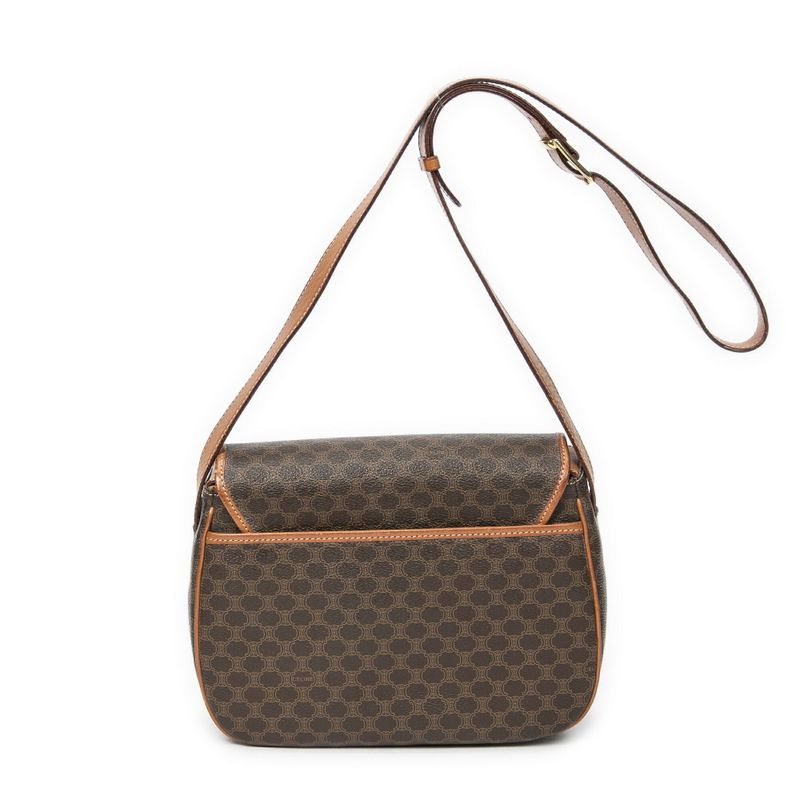 Celine Flap Crossbody Bag Brown Macadam PVC Canvas AB