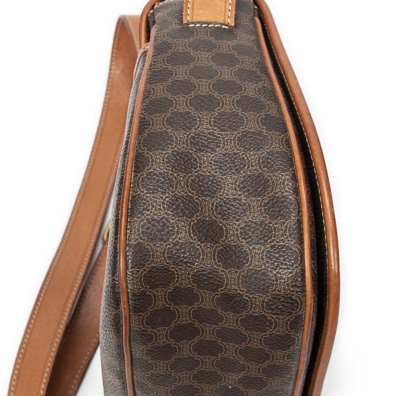 Celine Flap Crossbody Bag Brown Macadam PVC Canvas AB