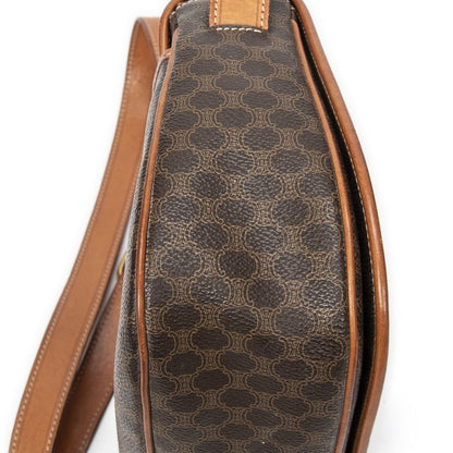 Celine Flap Crossbody Bag Brown Macadam PVC Canvas AB