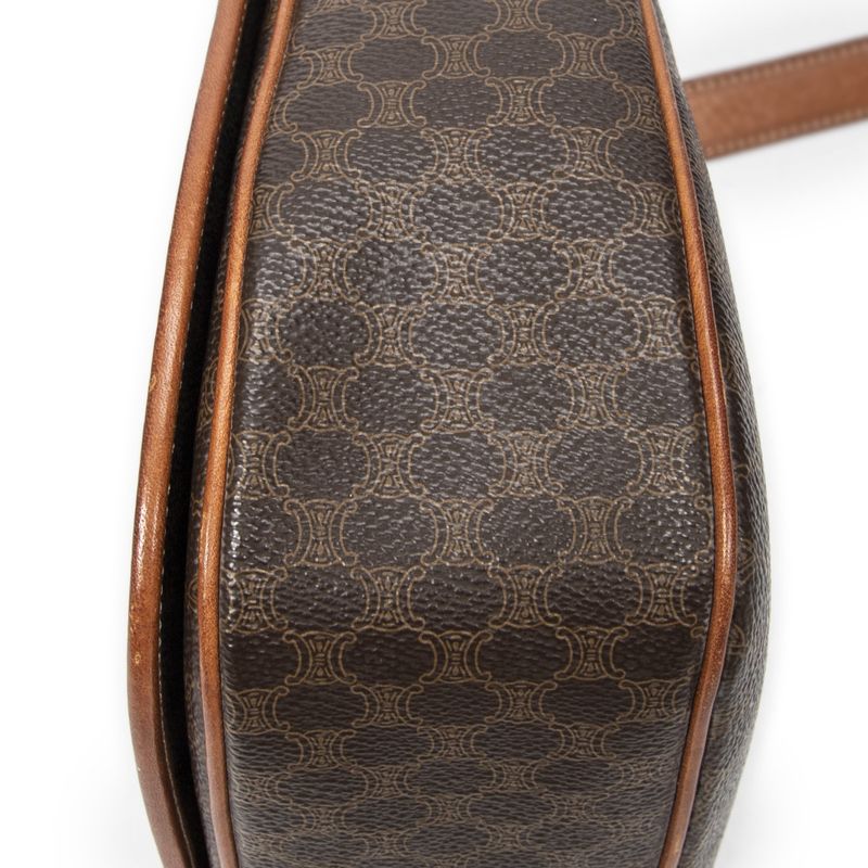 Celine Flap Crossbody Bag Brown Macadam PVC Canvas AB