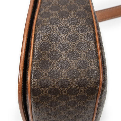 Celine Flap Crossbody Bag Brown Macadam PVC Canvas AB