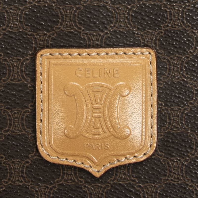 Celine Vintage Small Boston Brown/beige Macadam PVC Canvas A