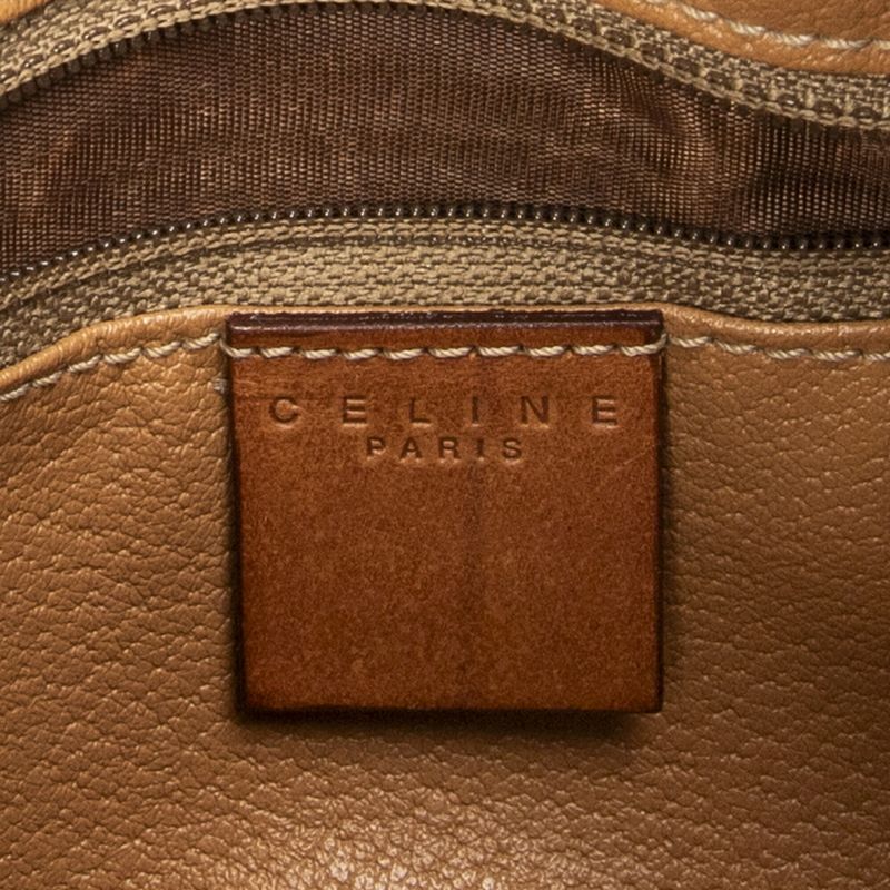 Celine Vintage Mini Boston Brown Macadam PVC Canvas AB