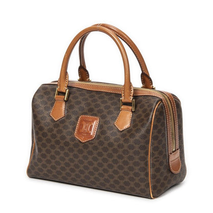 Celine Vintage Mini Boston Brown Macadam PVC Canvas AB