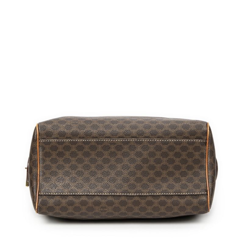 Celine Vintage Mini Boston Brown Macadam PVC Canvas AB