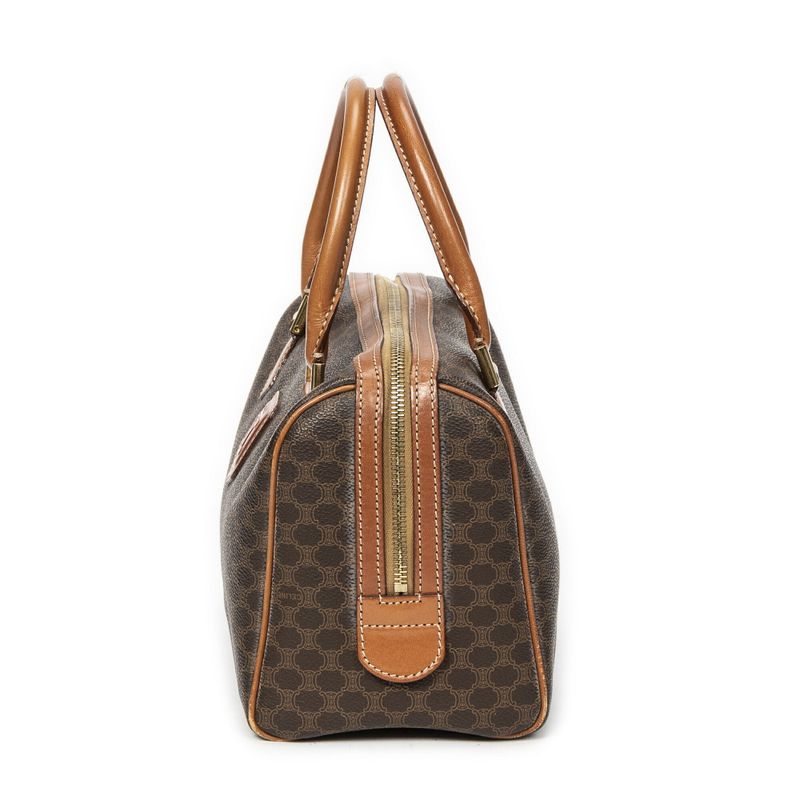 Celine Vintage Mini Boston Brown Macadam PVC Canvas AB