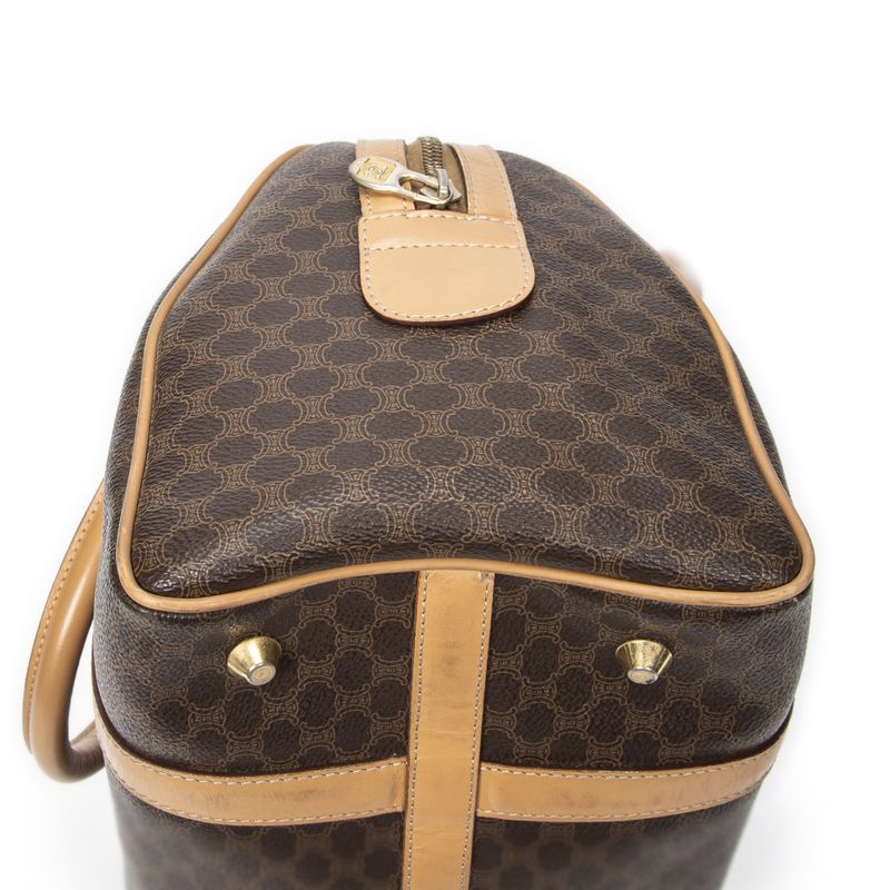 Celine Vintage Small Boston Brown/beige Macadam PVC Canvas AB