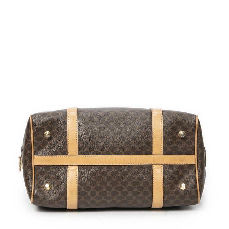 Celine Vintage Small Boston Brown/beige Macadam PVC Canvas AB