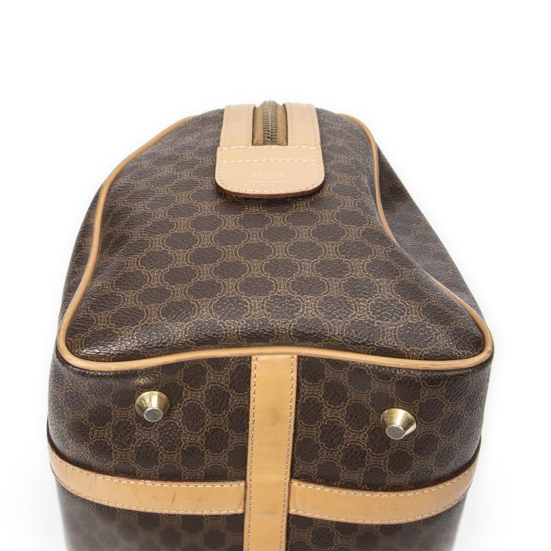 Celine Vintage Small Boston Brown/beige Macadam PVC Canvas AB