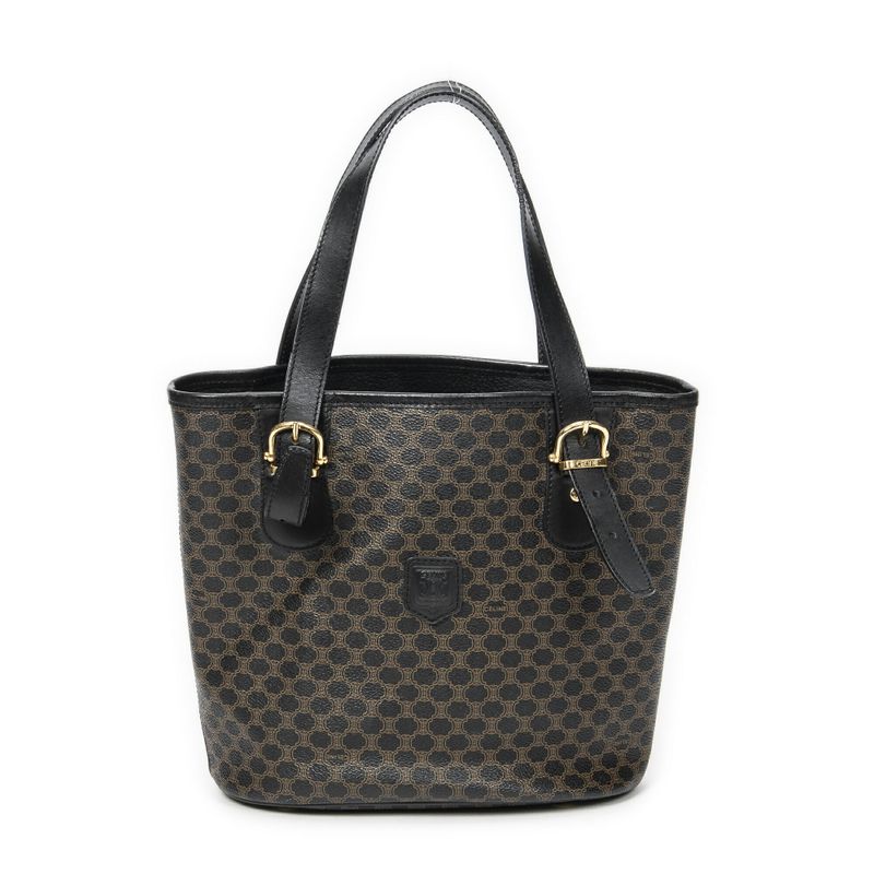 Celine Vintage Bucket Tote Black/brown Macadam PVC Canvas A