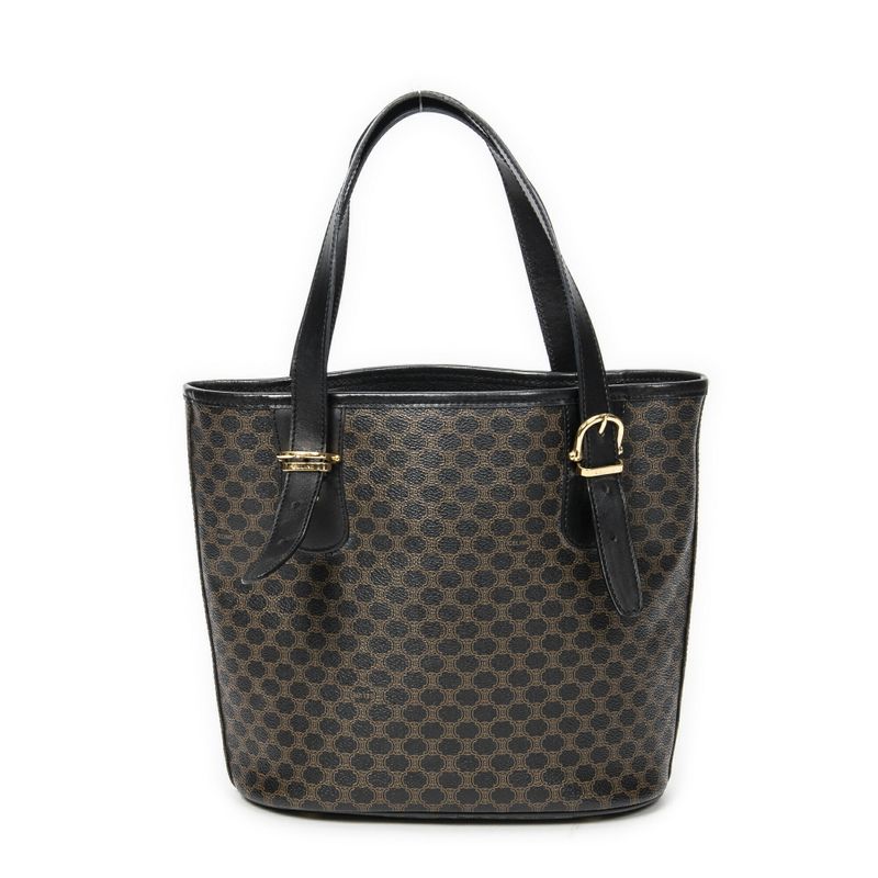 Celine Vintage Bucket Tote Black/brown Macadam PVC Canvas A