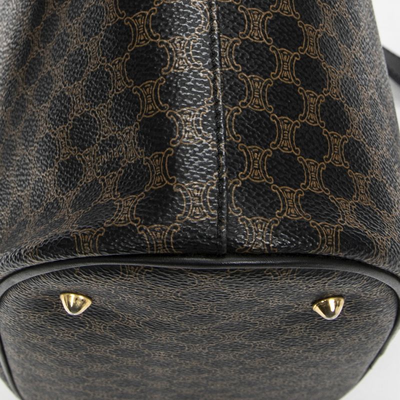 Celine Vintage Bucket Tote Black/brown Macadam PVC Canvas A