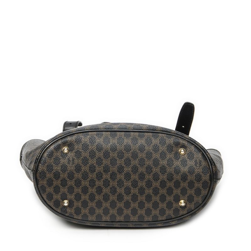 Celine Vintage Bucket Tote Black/brown Macadam PVC Canvas A