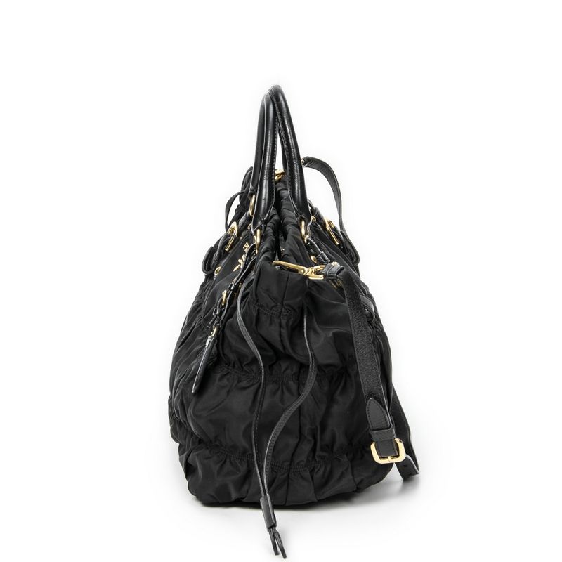 Prada Petite Shopping Tote Black Tessuto Gaufre Canvas A