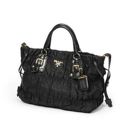 Prada Petite Shopping Tote Black Tessuto Gaufre Canvas A