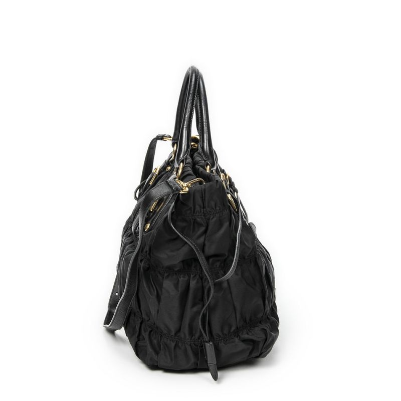 Prada Petite Shopping Tote Black Tessuto Gaufre Canvas A