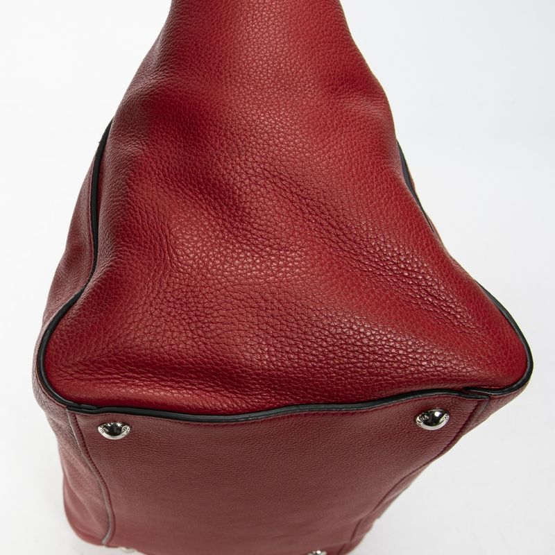 Prada Front Pocket Double Handle Tote Red Vitello Phoenix A