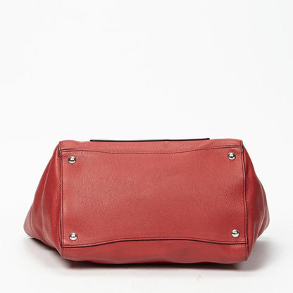 Prada Front Pocket Double Handle Tote Red Vitello Phoenix A