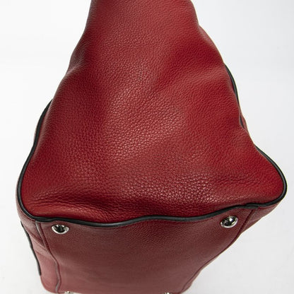 Prada Front Pocket Double Handle Tote Red Vitello Phoenix A