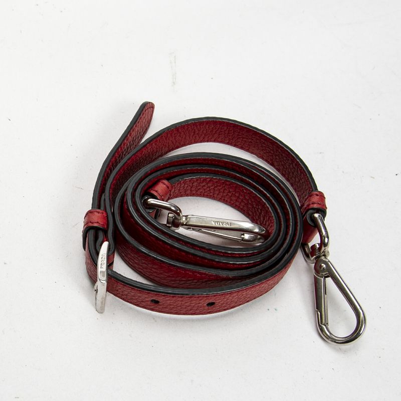 Prada Front Pocket Double Handle Tote Red Vitello Phoenix A