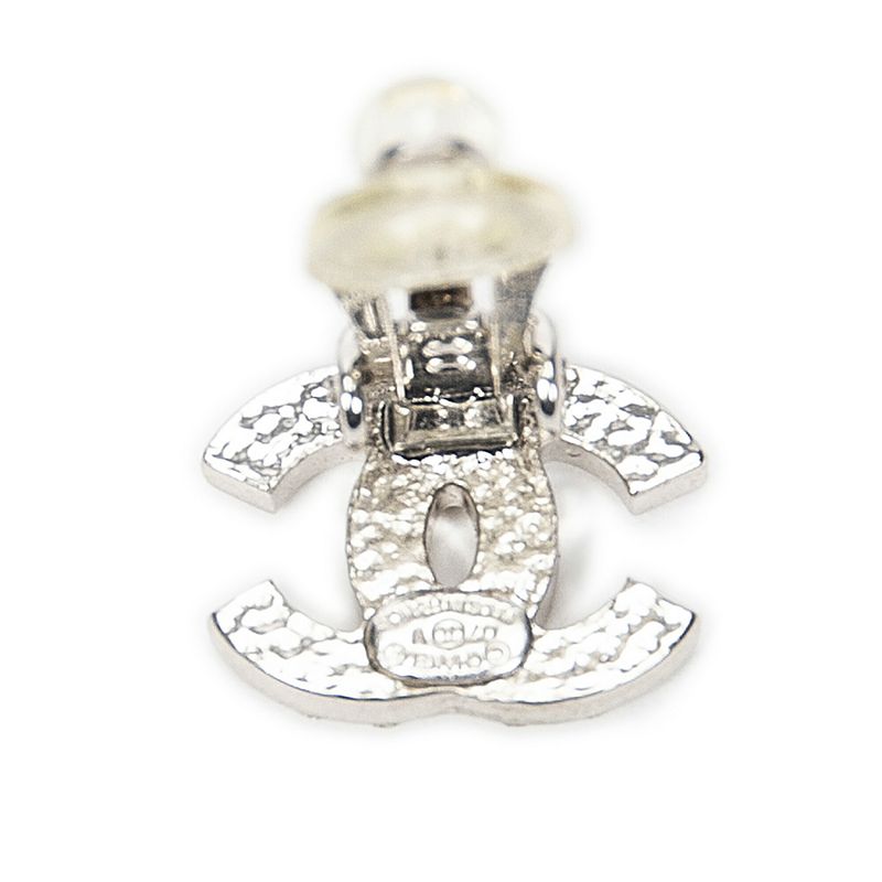 Chanel Coco Mark Round Clip Type Earrings Silver Plated A