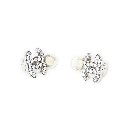 Chanel Coco Mark Round Clip Type Earrings Silver Plated A