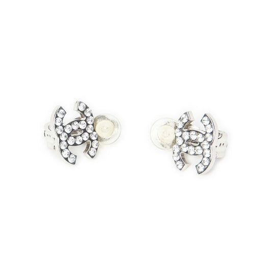 Chanel Coco Mark Round Clip Type Earrings Silver Plated A