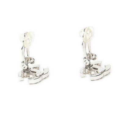 Chanel Coco Mark Round Clip Type Earrings Silver Plated A