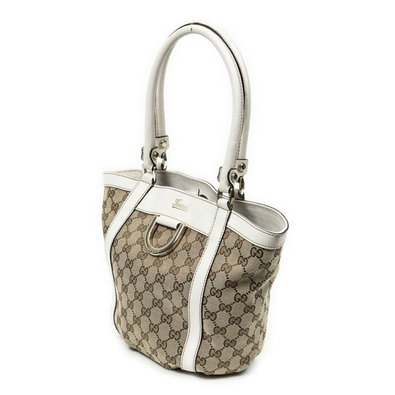 Gucci Small Dring Bucket Tote White/beige GG Canvas A