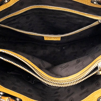 Gucci Vertical Bamboo Bar Shopper Yellow/beige GG Canvas A