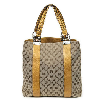 Gucci Vertical Bamboo Bar Shopper Yellow/beige GG Canvas A