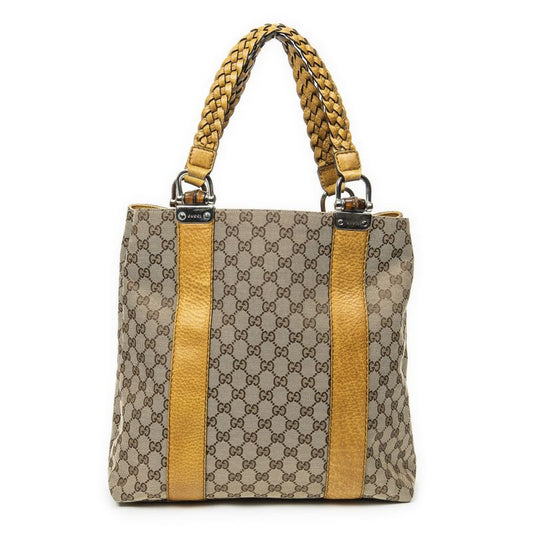 Gucci Vertical Bamboo Bar Shopper Yellow/beige GG Canvas A
