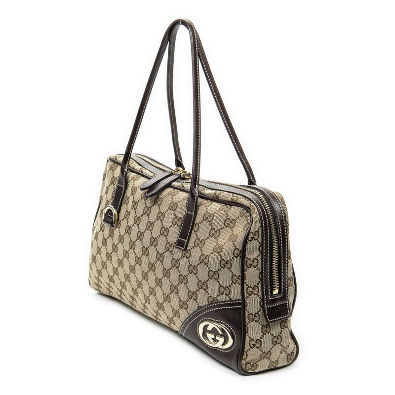 Gucci Brit Satchel Bag Brown/beige GG Canvas A