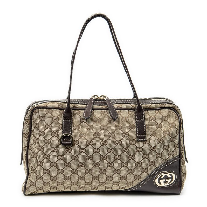 Gucci Brit Satchel Bag Brown/beige GG Canvas A
