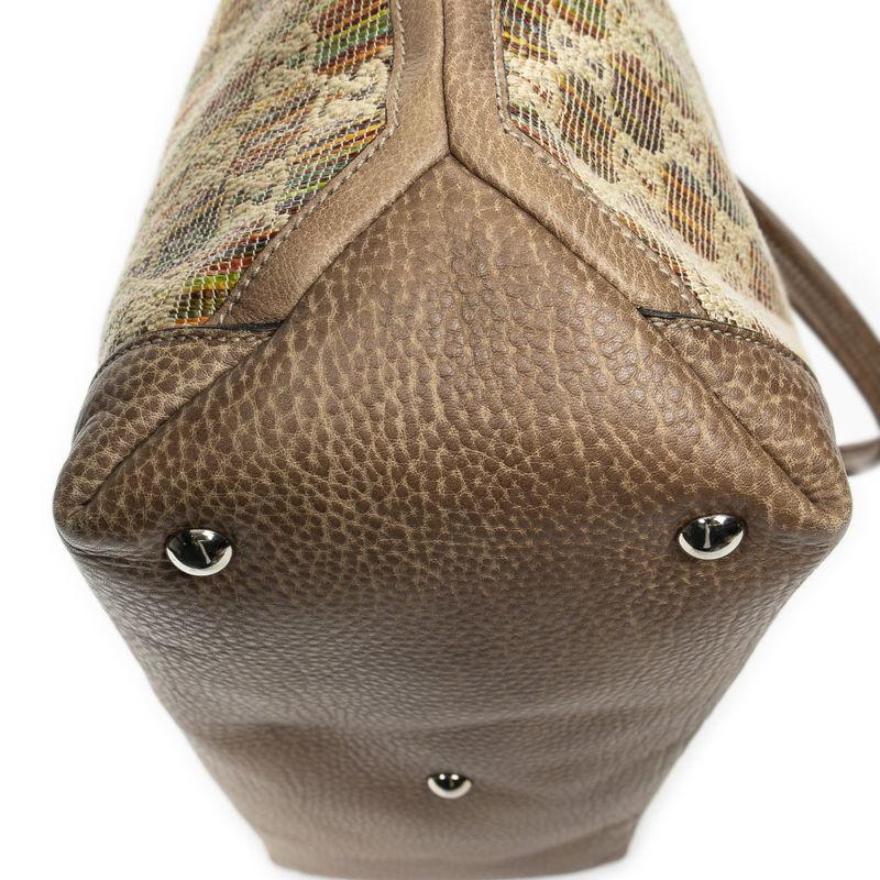 Gucci Large Ribecchio Sunset Tote Brown Red Orange Monogram Straw Ribecchio