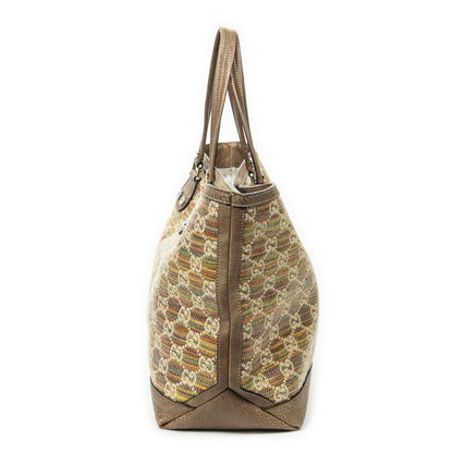 Gucci Large Ribecchio Sunset Tote Brown Red Orange Monogram Straw Ribecchio