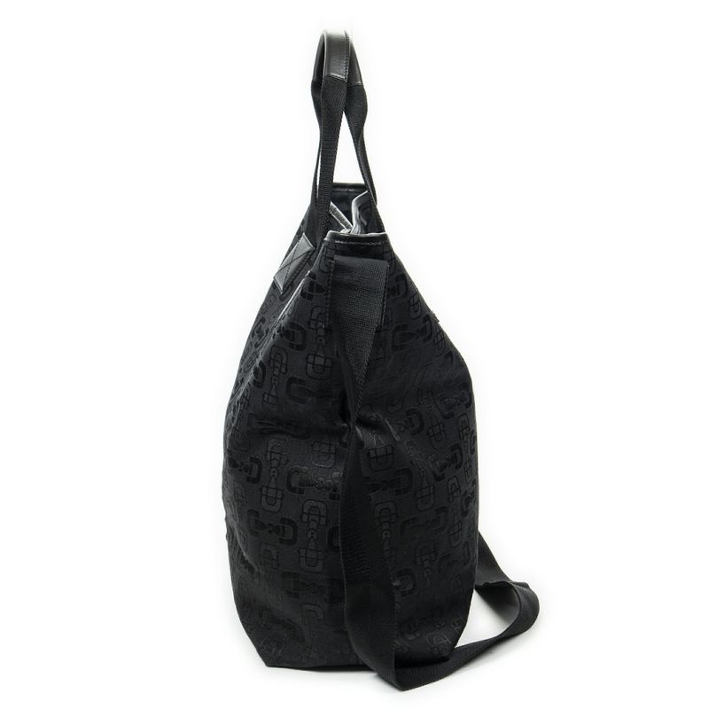 Gucci 2-way Tote Black Horsebit Printed G Canvas A