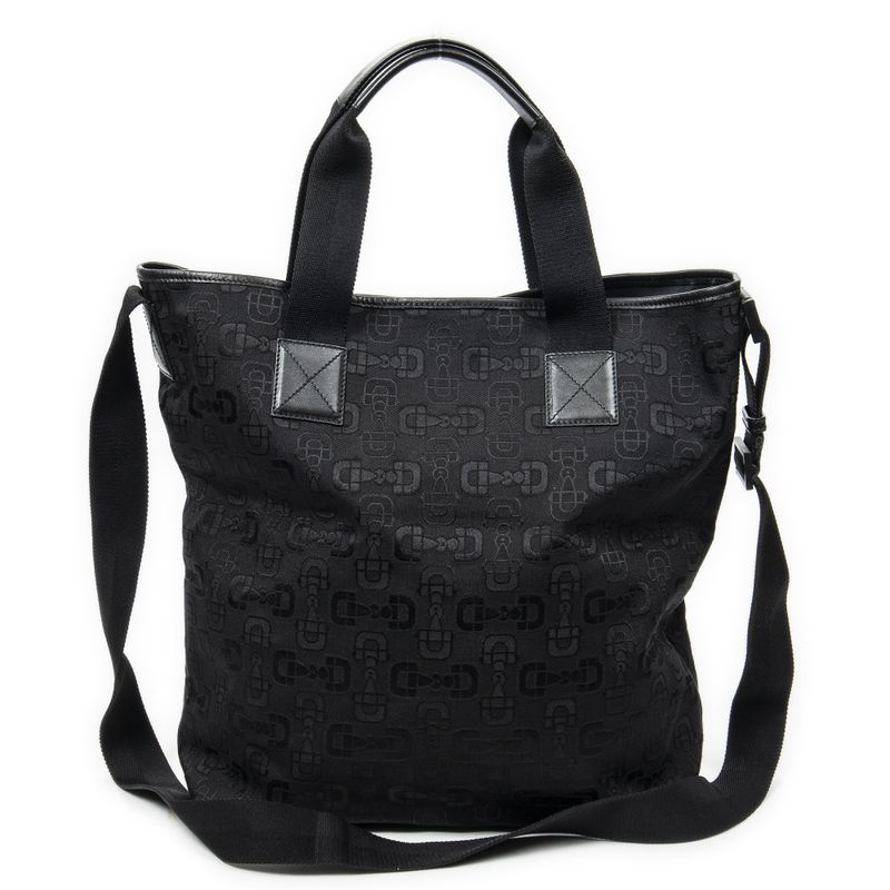Gucci 2-way Tote Black Horsebit Printed G Canvas A