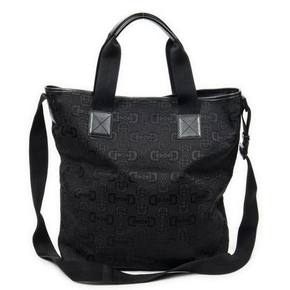 Gucci 2-way Tote Black Horsebit Printed G Canvas A