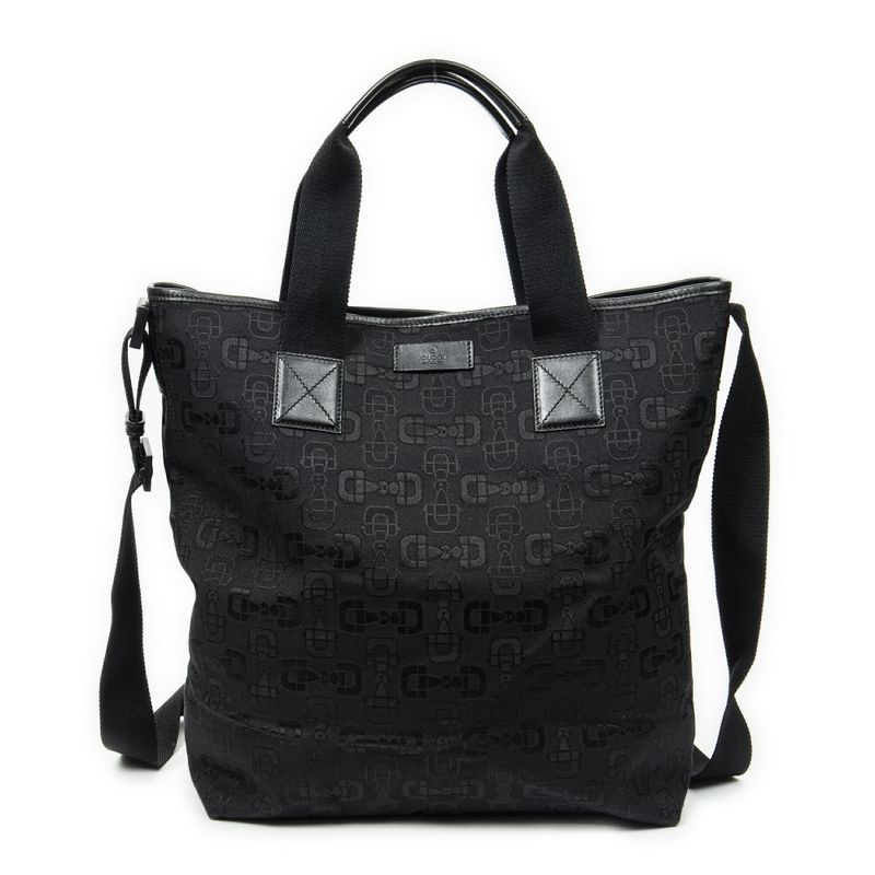 Gucci 2-way Tote Black Horsebit Printed G Canvas A