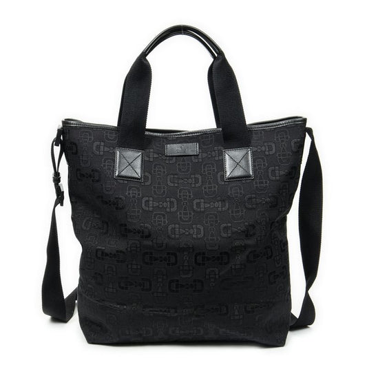 Gucci 2-way Tote Black Horsebit Printed G Canvas A