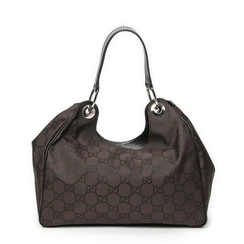Gucci Colbert Hobo Brown GG Nylon Canvas A