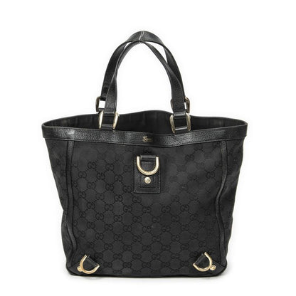 Gucci Small Abby Dring Tote Bag Black GG Canvas AB
