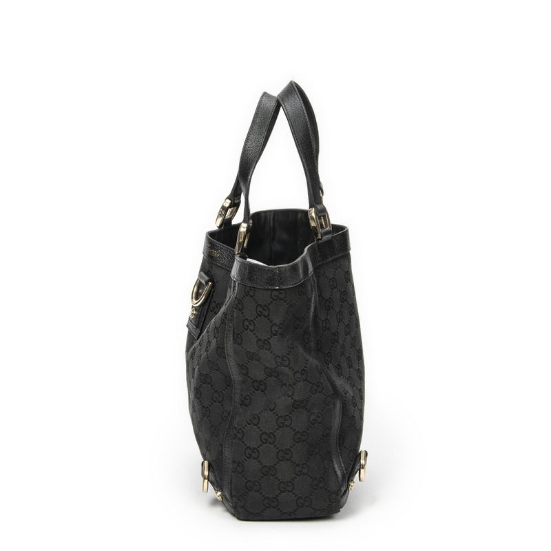 Gucci Small Abby Dring Tote Bag Black GG Canvas AB